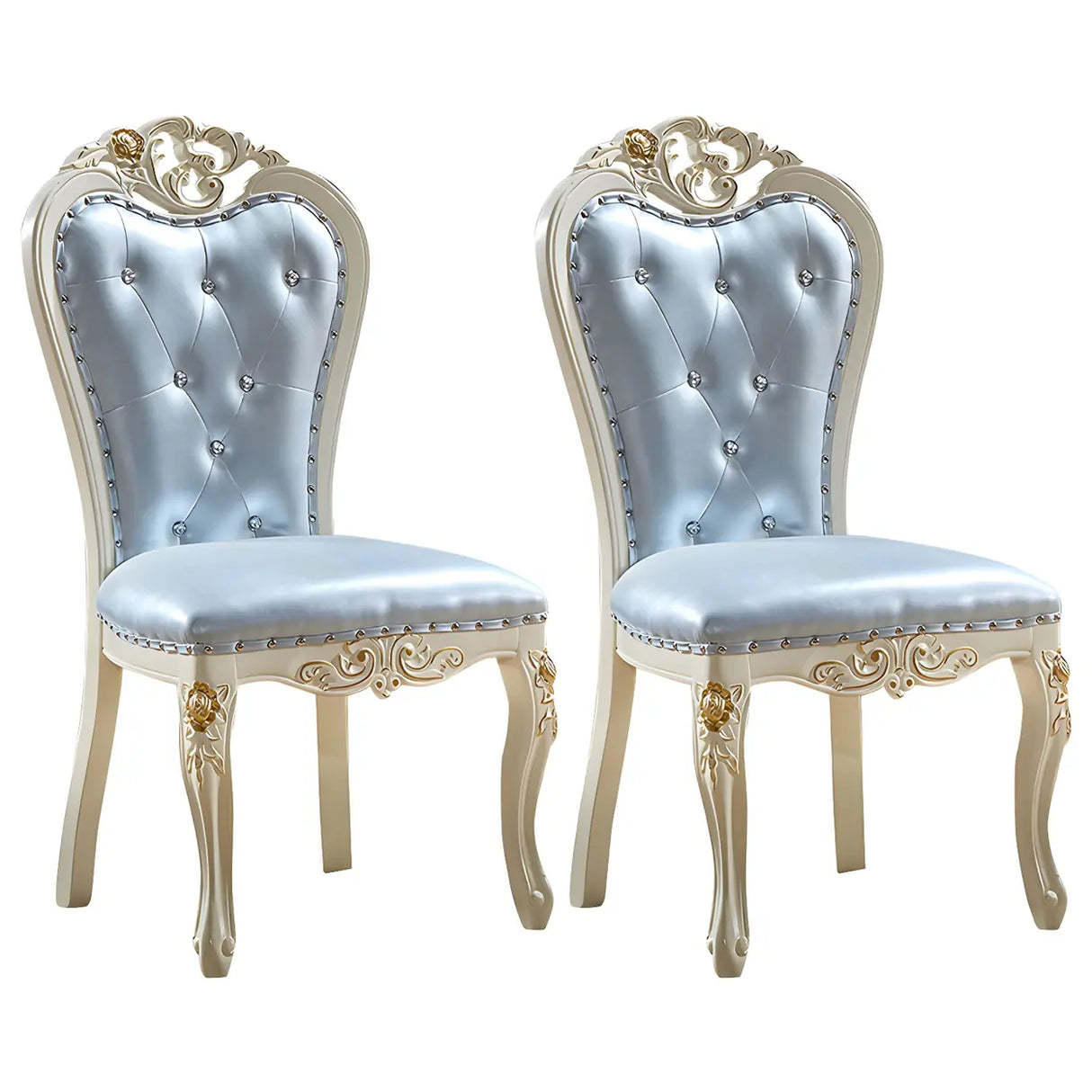 Victorian Apricot Birch Chenille Dining Side Chair Image - 32