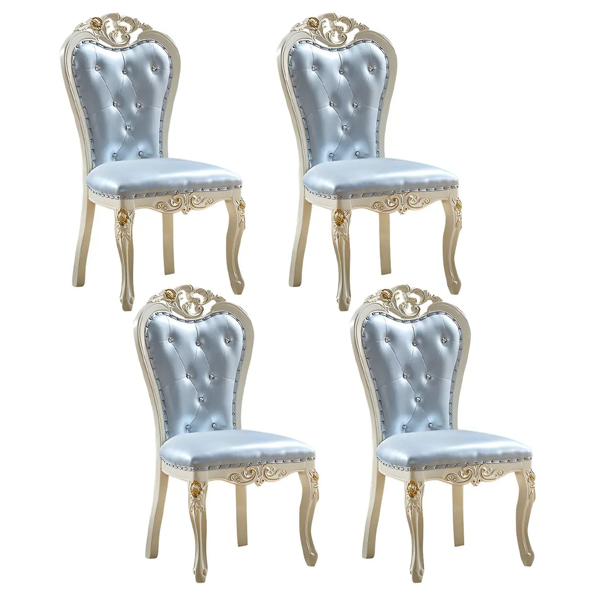 Victorian Apricot Birch Chenille Dining Side Chair Image - 33