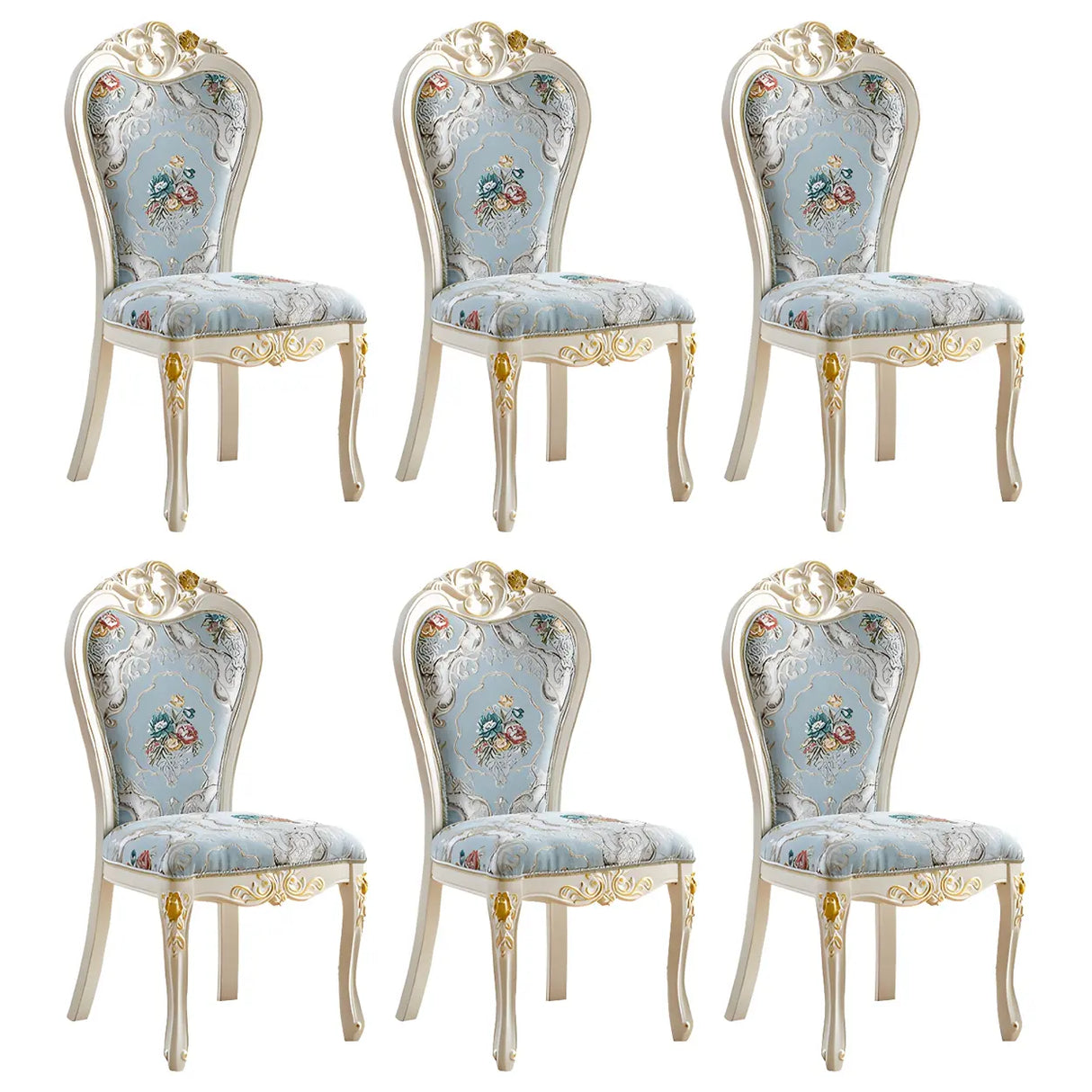 Victorian Apricot Birch Chenille Dining Side Chair Image - 5