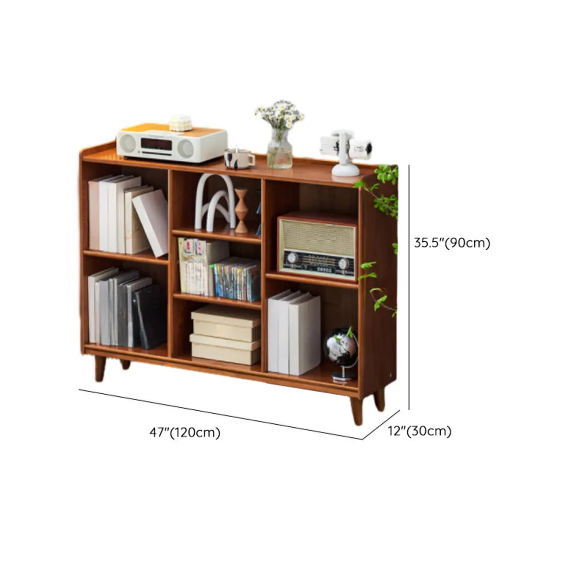 Victorian Classic Vertical Pine Wood Organizer Bookcase 