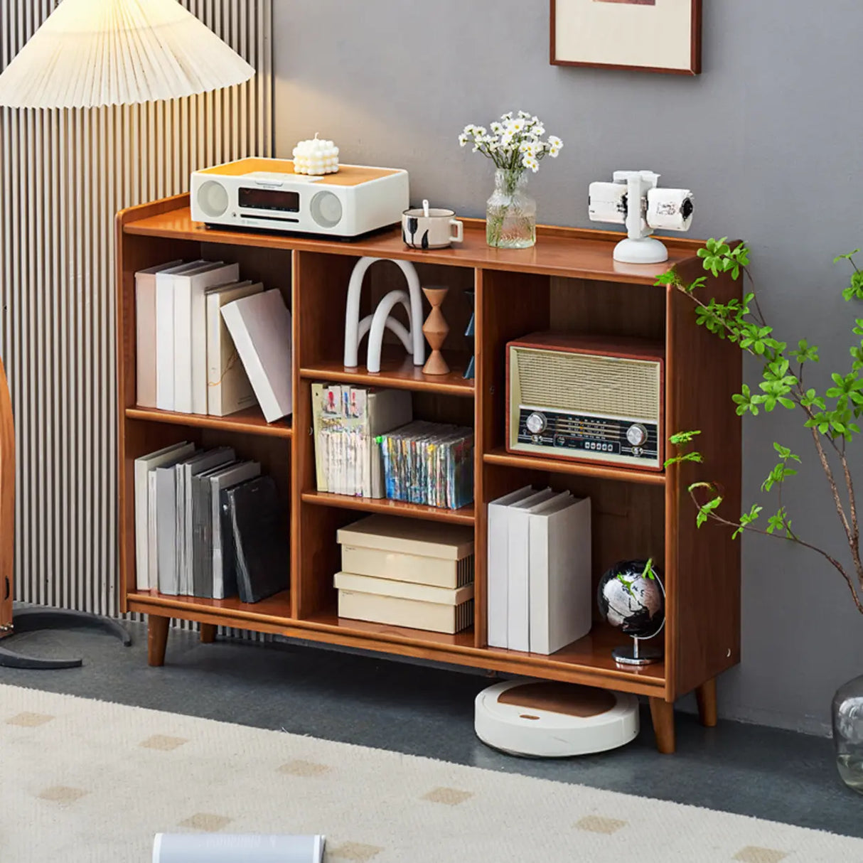 Victorian Classic Vertical Pine Wood Organizer Bookcase Image - 7