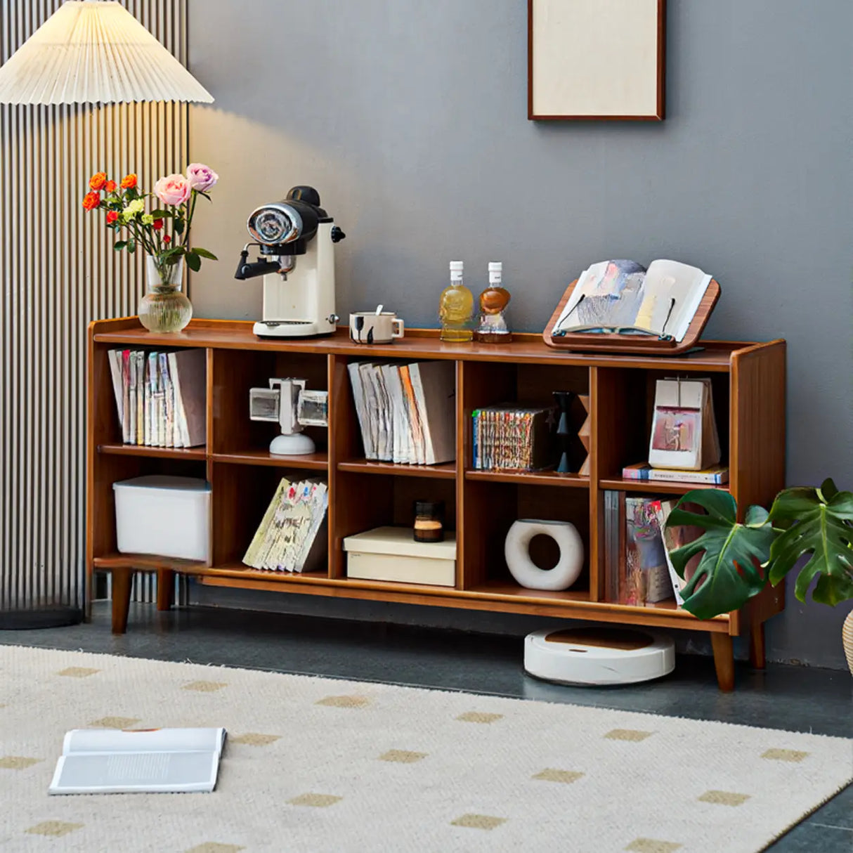 Victorian Classic Vertical Pine Wood Organizer Bookcase Image - 9