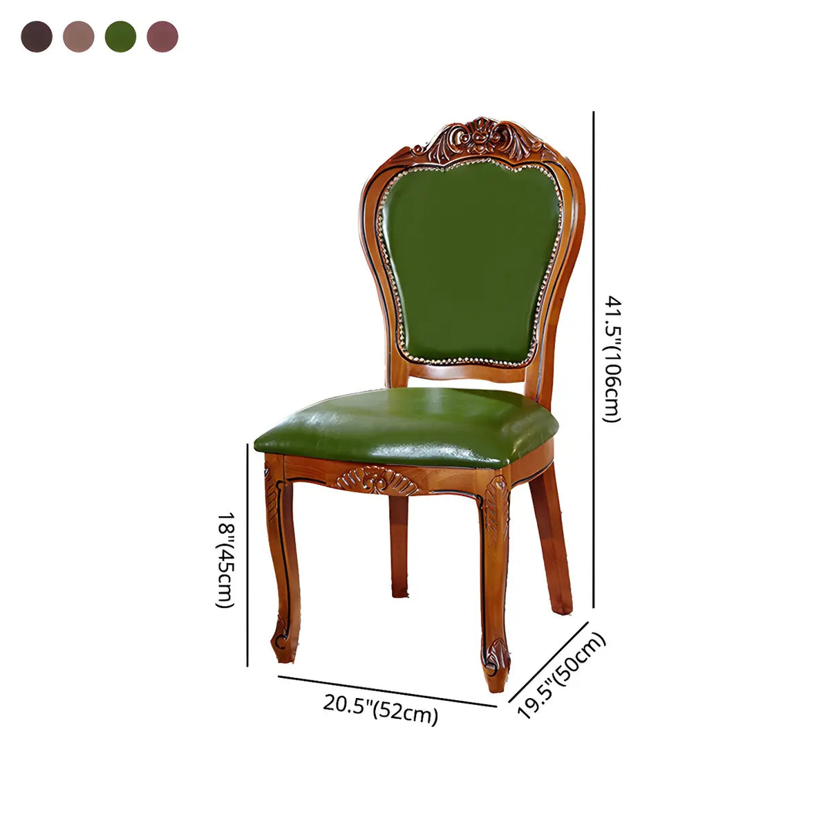 Victorian Walnut Wood Leg Leather Dining Side Chair 
