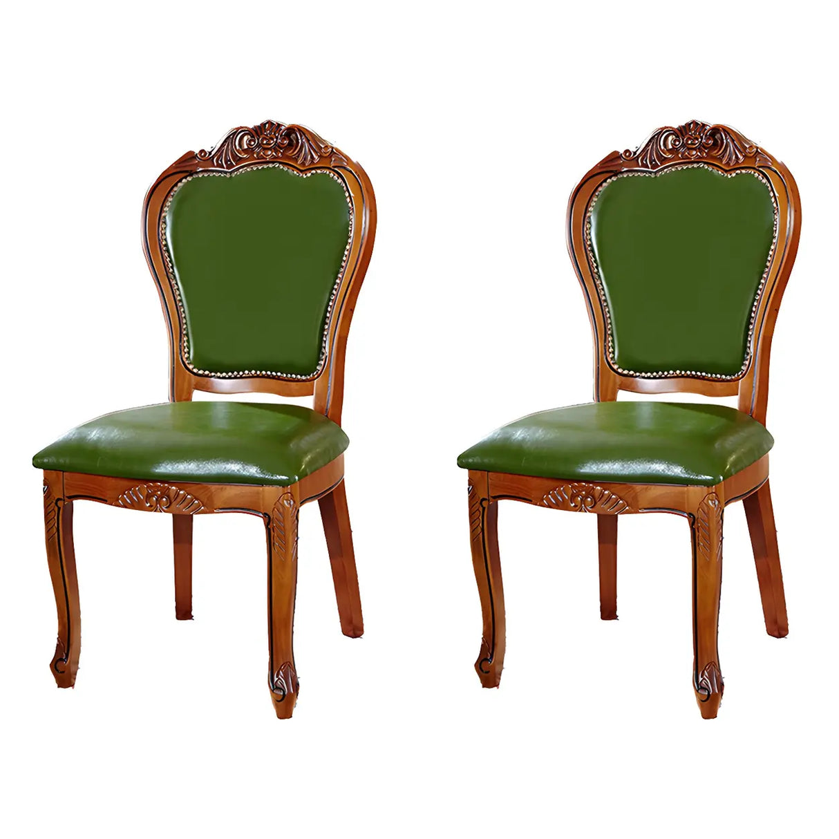 Victorian Walnut Wood Leg Leather Dining Side Chair Image - 3