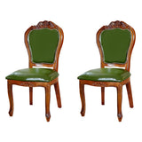 Victorian Walnut Wood Leg Leather Dining Side Chair Image - 3
