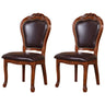 Victorian Walnut Wood Leg Leather Dining Side Chair Image - 7
