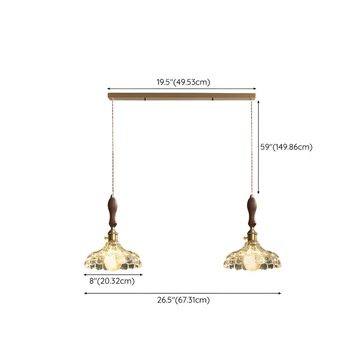 Vintage 2-Light Dome Adjustable Island Pendant Light 