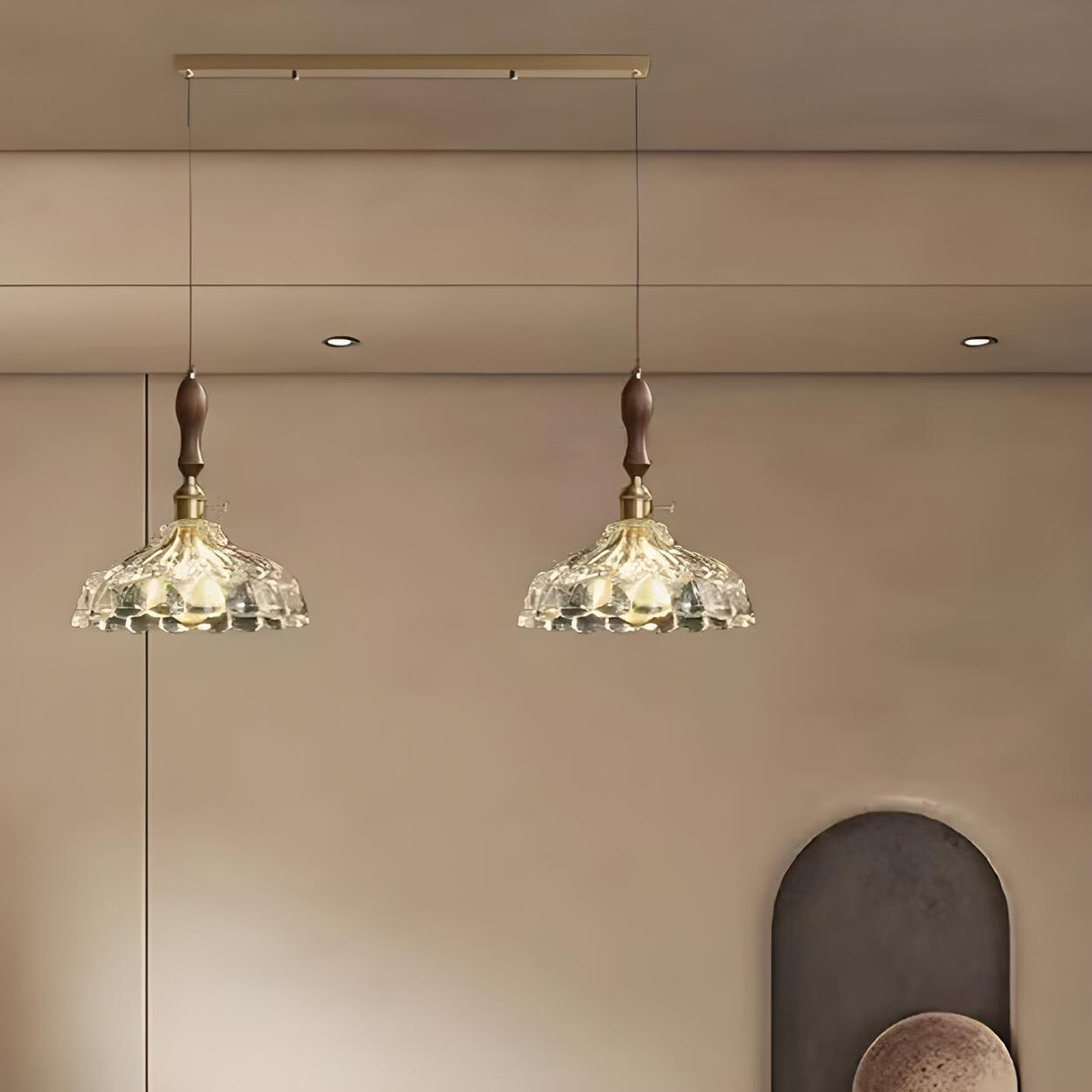 Vintage 2-Light Dome Adjustable Island Pendant Light Image - 4
