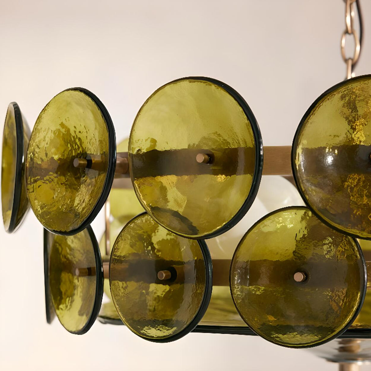 VIntage 2 Tiers Glass Disc Chandelier Adjustable Height Image - 10