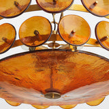 VIntage 2 Tiers Glass Disc Chandelier Adjustable Height Image - 11