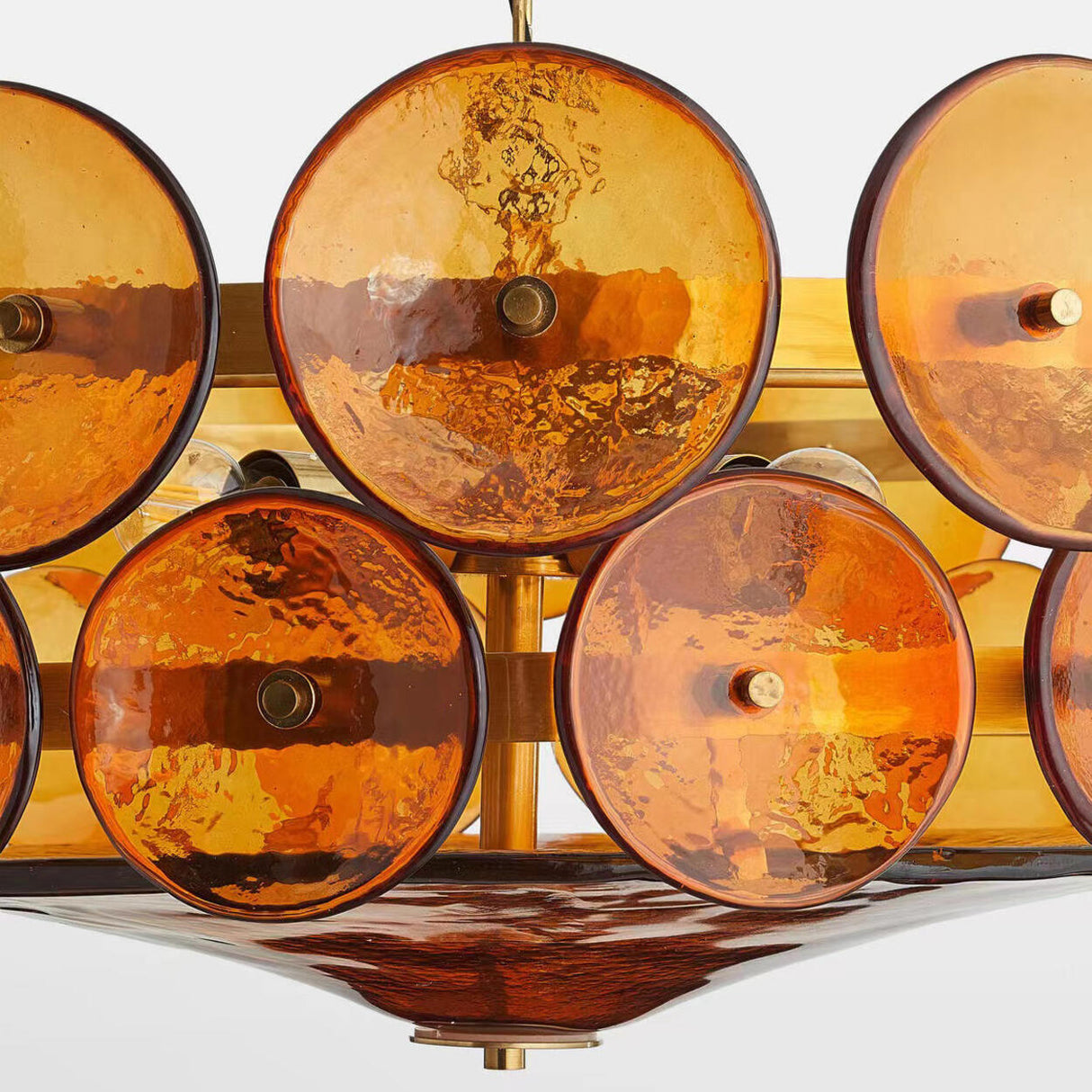 VIntage 2 Tiers Glass Disc Chandelier Adjustable Height Image - 12