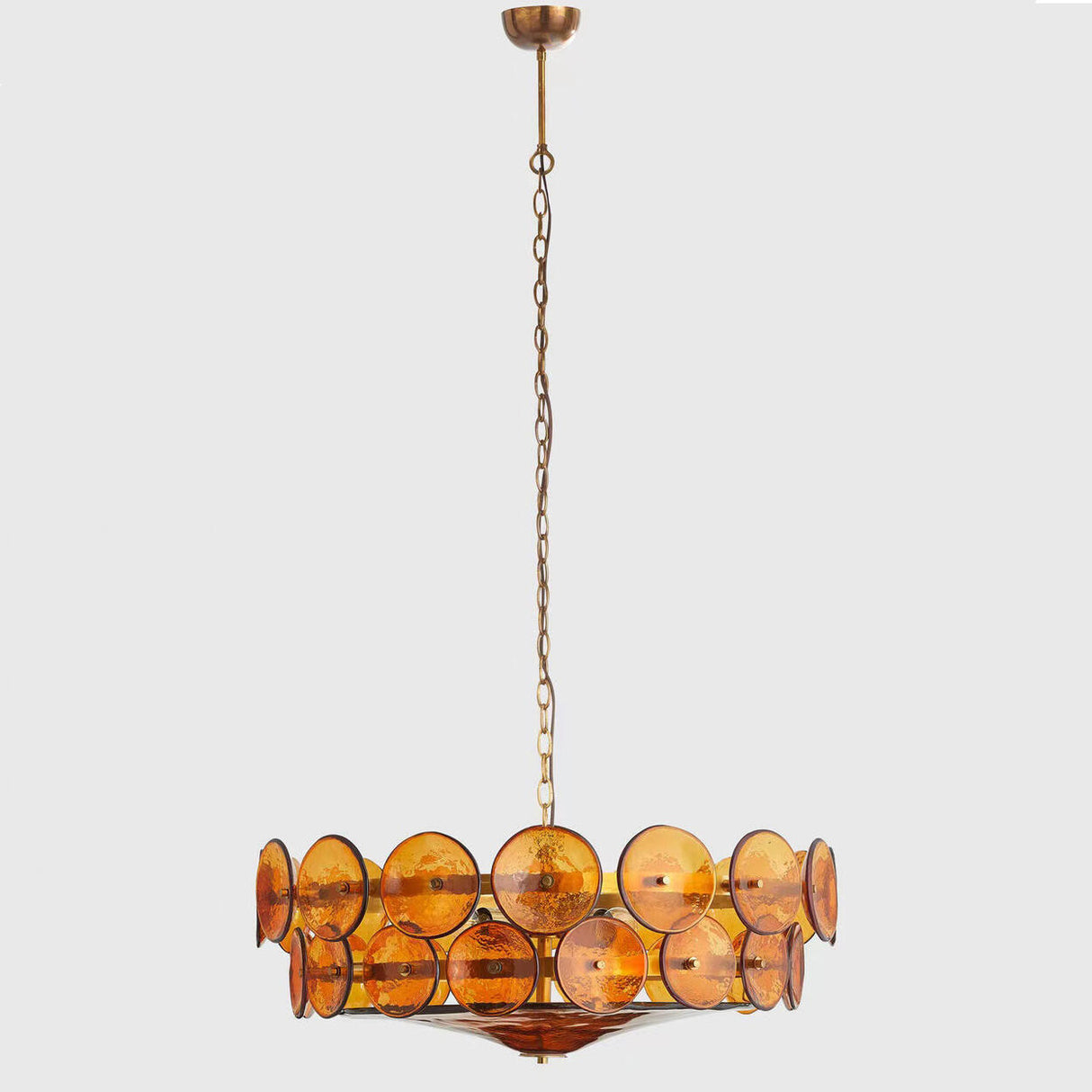 VIntage 2 Tiers Glass Disc Chandelier Adjustable Height Image - 2