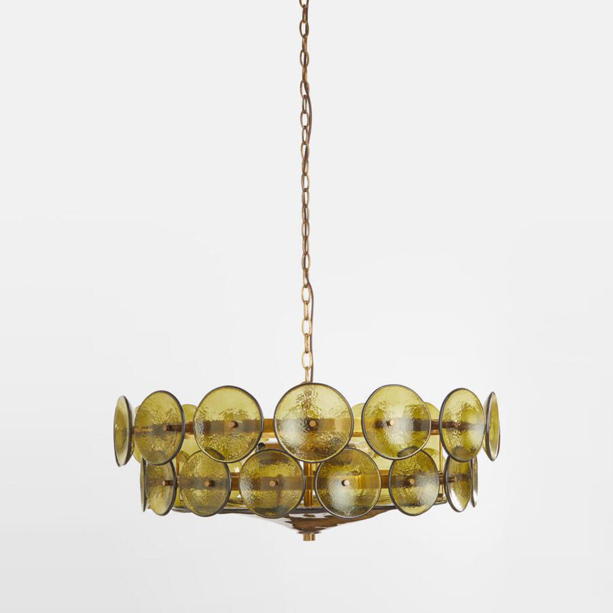 VIntage 2 Tiers Glass Disc Chandelier Adjustable Height Image - 3
