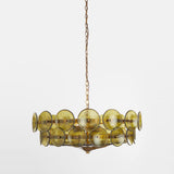 VIntage 2 Tiers Glass Disc Chandelier Adjustable Height Image - 3