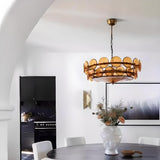 VIntage 2 Tiers Glass Disc Chandelier Adjustable Height Image - 4