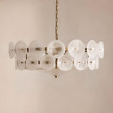 VIntage 2 Tiers Glass Disc Chandelier Adjustable Height Image - 5