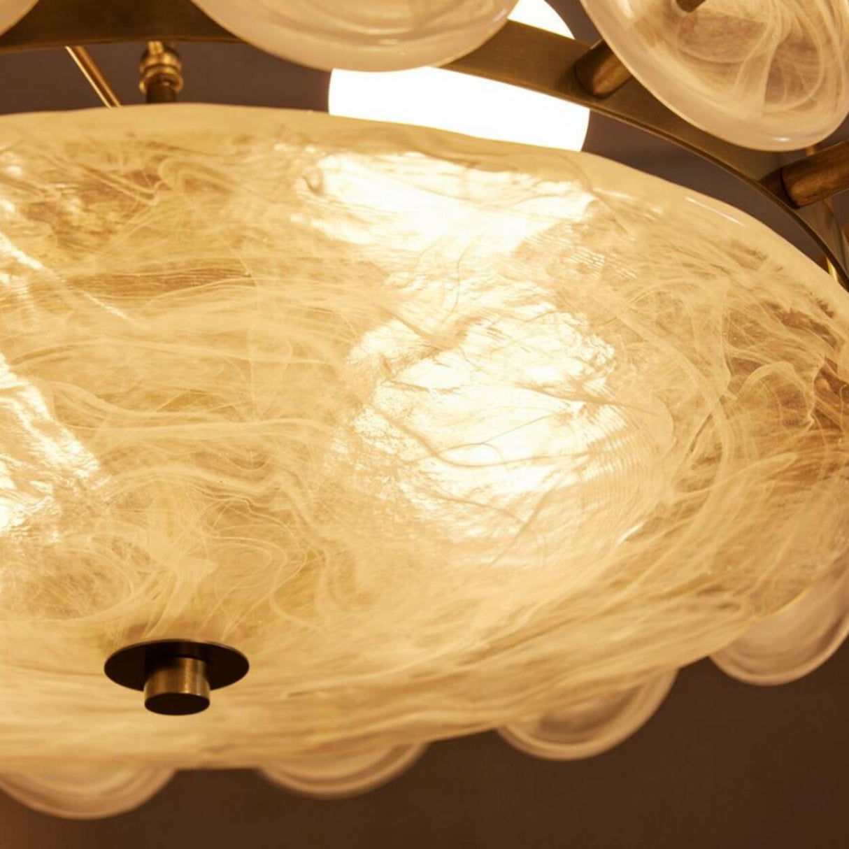 VIntage 2 Tiers Glass Disc Chandelier Adjustable Height Image - 9