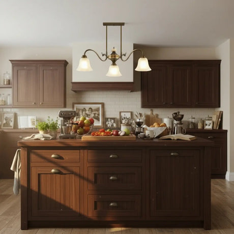 Vintage 3-Light Brown Bell Island Pendant Light Image - 2