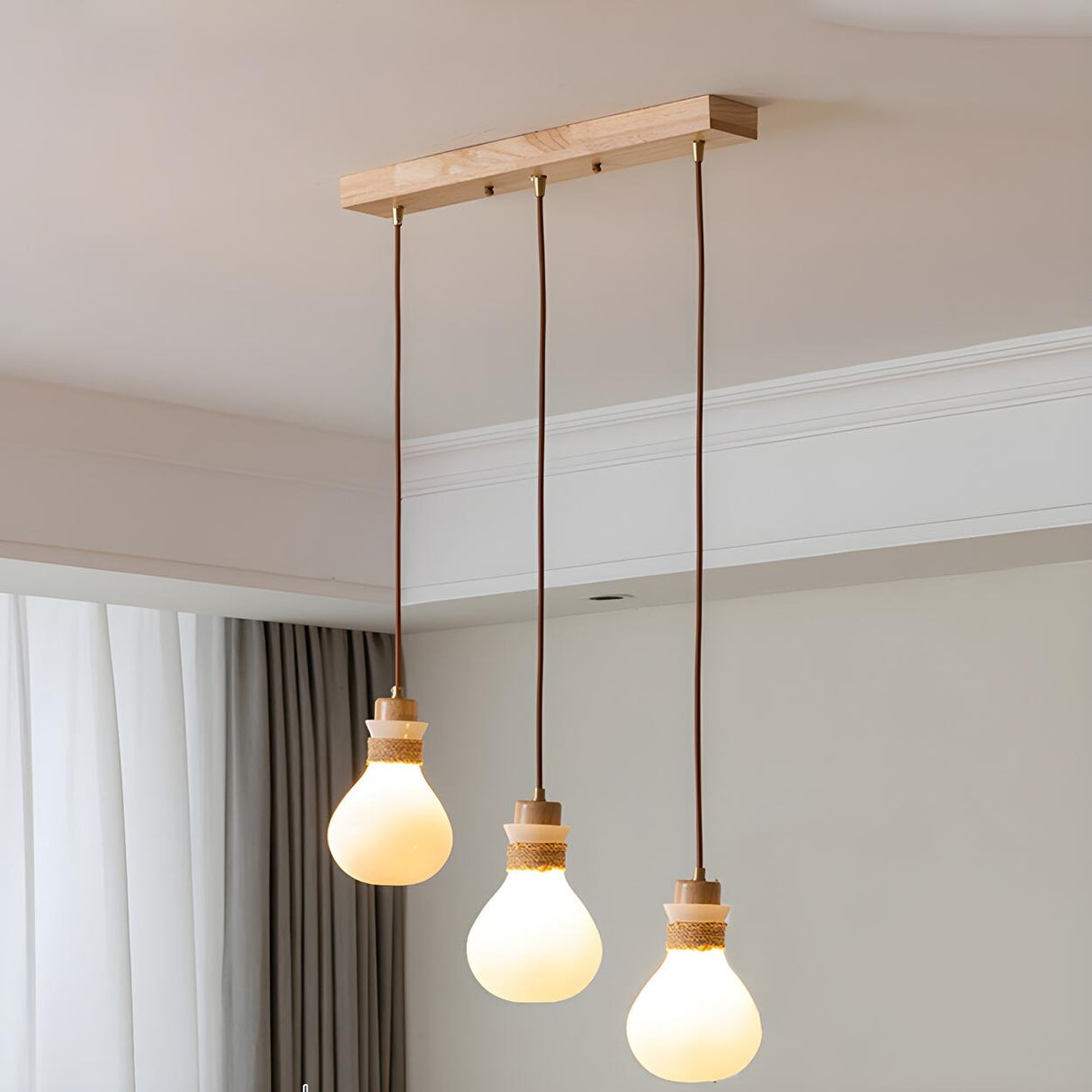 Vintage 3-Light Bulb-Shaped Metal Island Pendant Light Image - 3