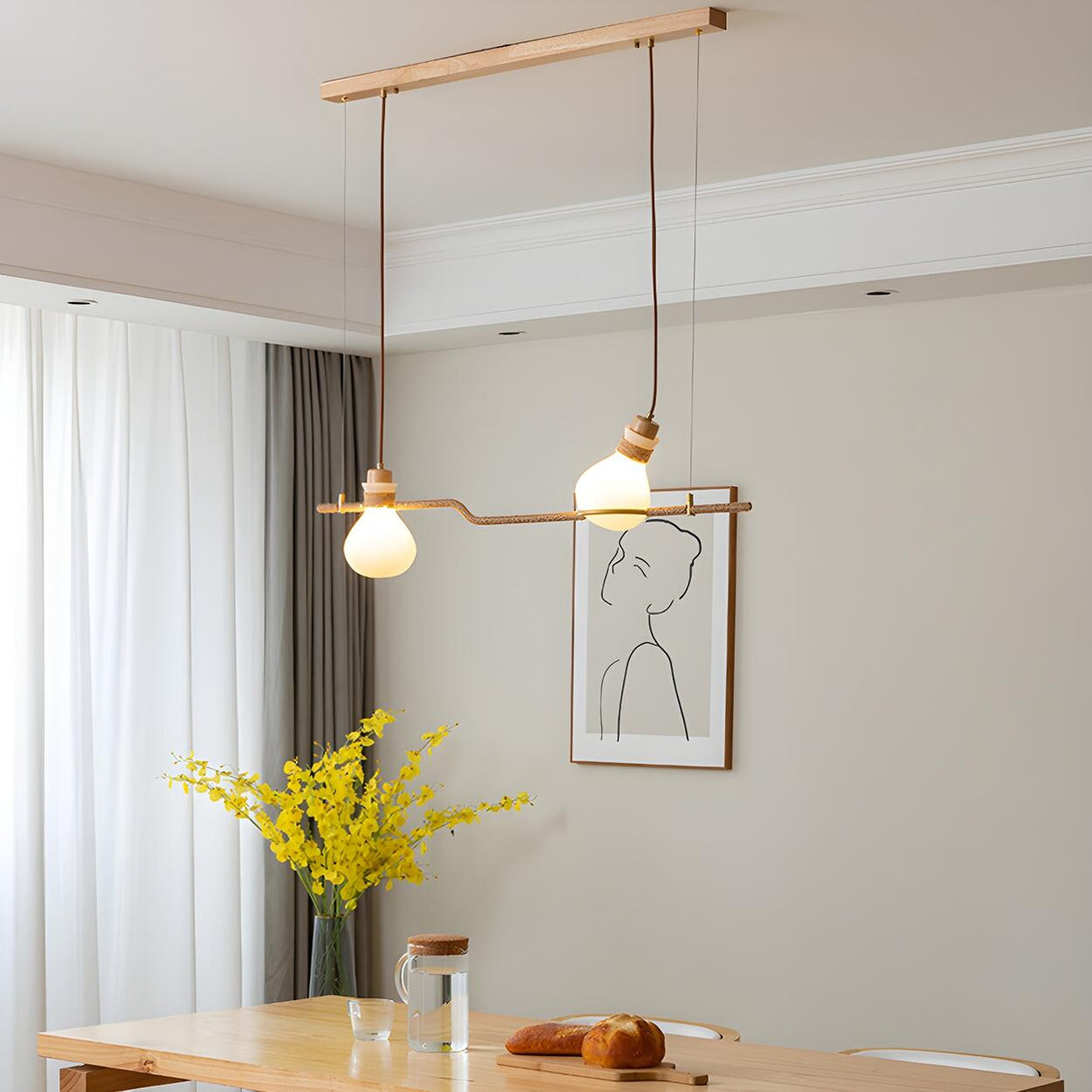 Vintage 3-Light Bulb-Shaped Metal Island Pendant Light Image - 5