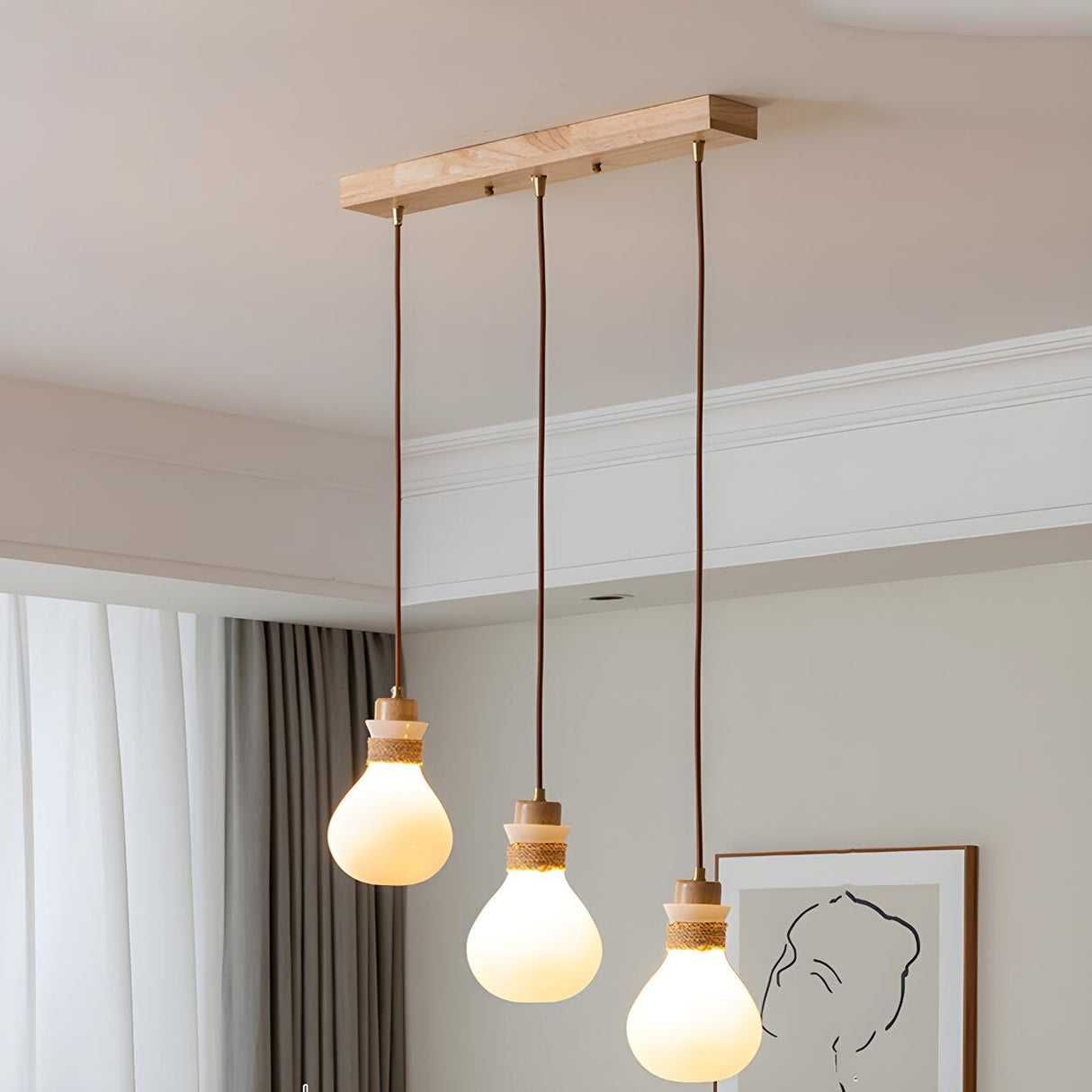 Vintage 3-Light Bulb-Shaped Metal Island Pendant Light Image - 6