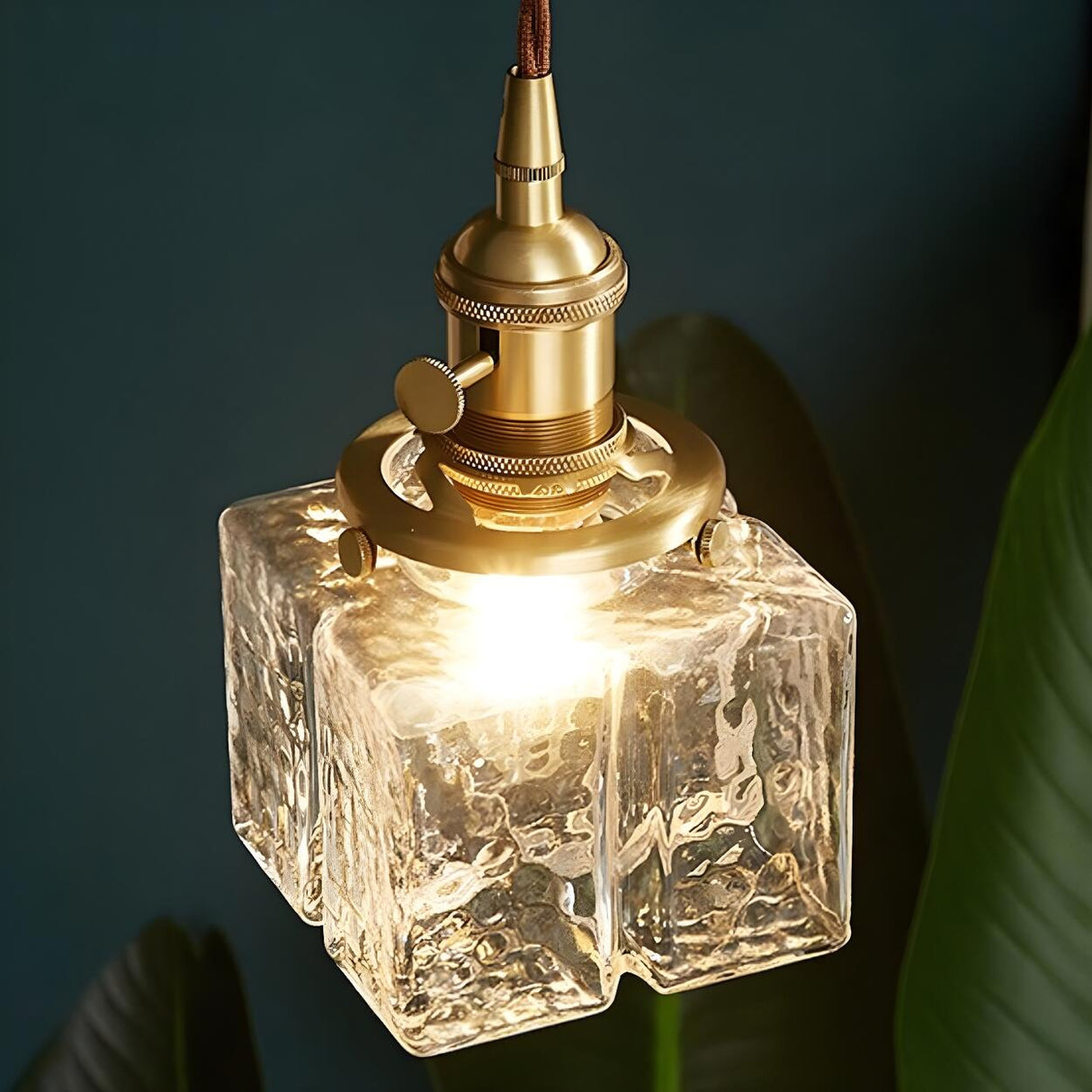 Vintage 3-Light Geometric Textured Island Hanging Light Image - 10