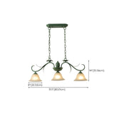 Vintage 3-Light Green Bell Island Pendant Light #size
