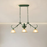 Vintage 3-Light Green Bell Island Pendant Light Image - 3