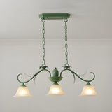 Vintage 3-Light Green Bell Island Pendant Light Image - 4