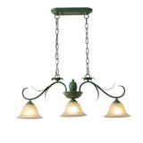 Vintage 3-Light Green Bell Island Pendant Light Image - 5