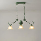 Vintage 3-Light Green Bell Island Pendant Light Image - 6