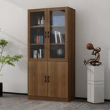 Vintage 4-Tier Glass Wood Closed Back Storage Bookcase Image - 11
