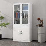 Vintage 4-Tier Glass Wood Closed Back Storage Bookcase Image - 2