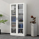 Vintage 4-Tier Glass Wood Closed Back Storage Bookcase Image - 3