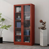 Vintage 4-Tier Glass Wood Closed Back Storage Bookcase Image - 5