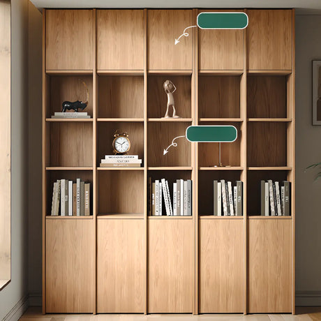 Vintage 6-Level Doors Oak Wooden Storage Bookcase Image - 1