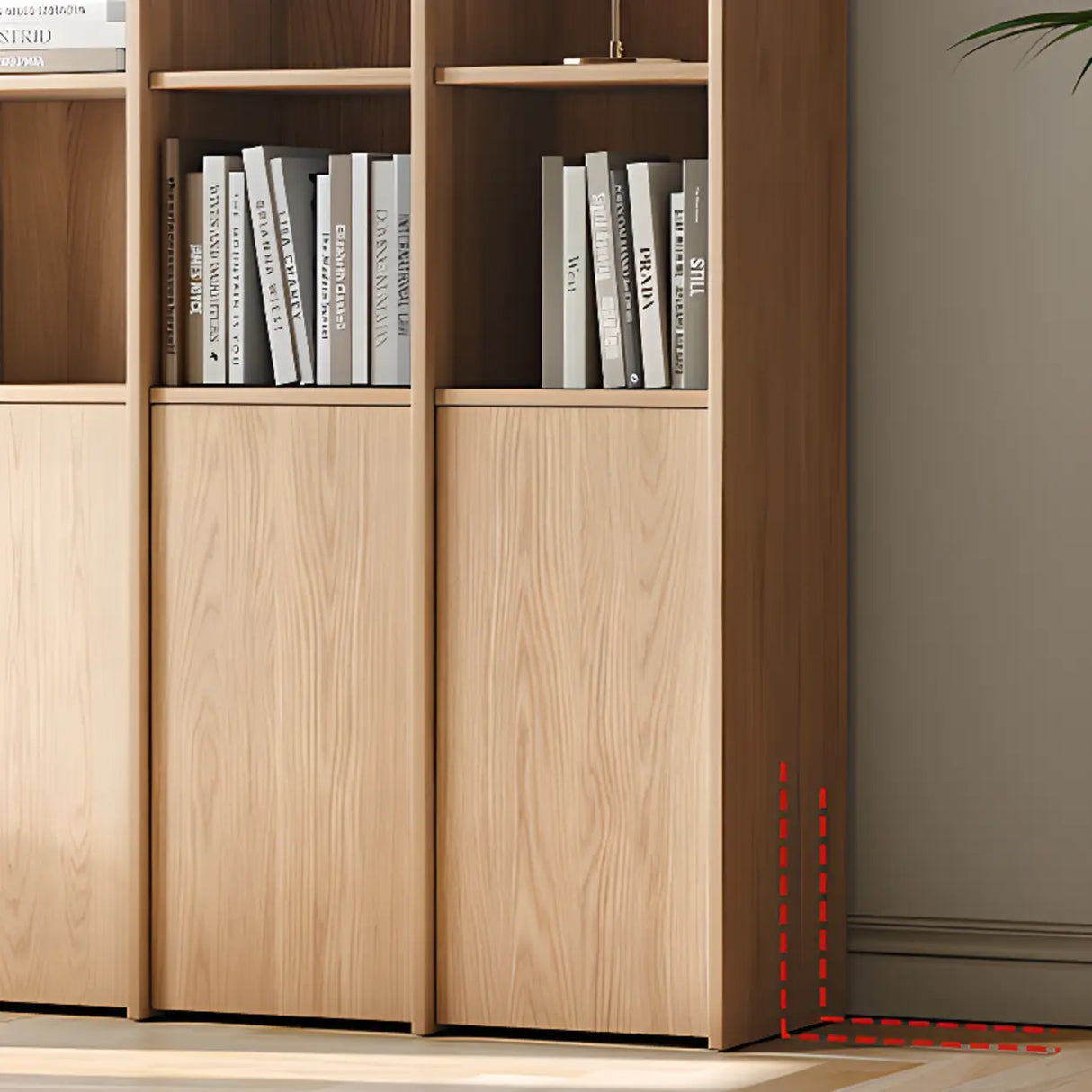 Vintage 6-Level Doors Oak Wooden Storage Bookcase Image - 10