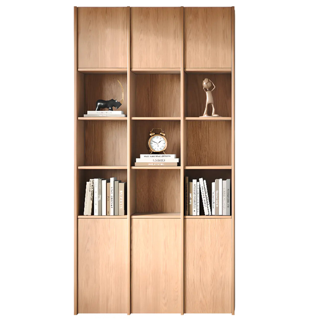Vintage 6-Level Doors Oak Wooden Storage Bookcase Image - 14