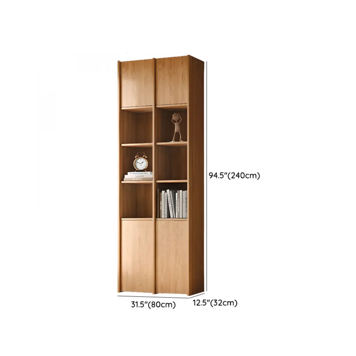 Vintage 6-Level Doors Oak Wooden Storage Bookcase 