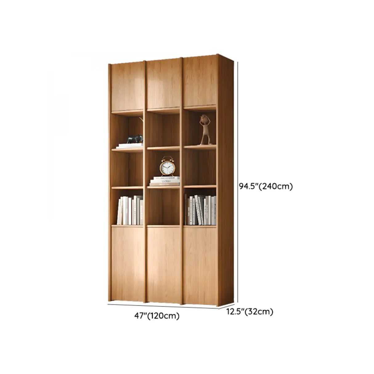 Vintage 6-Level Doors Oak Wooden Storage Bookcase Image - 16