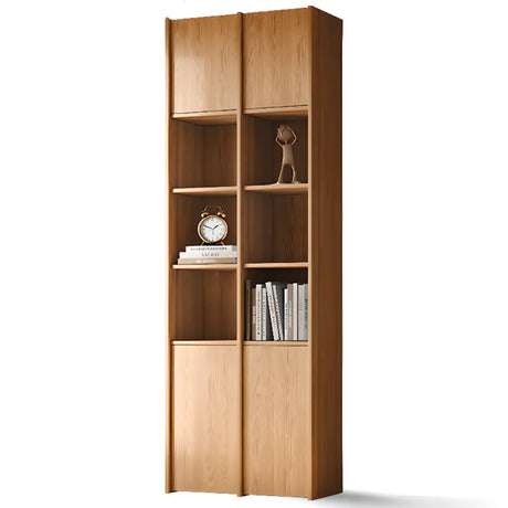 Vintage 6-Level Doors Oak Wooden Storage Bookcase Image - 2