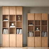 Vintage 6-Level Doors Oak Wooden Storage Bookcase Image - 4
