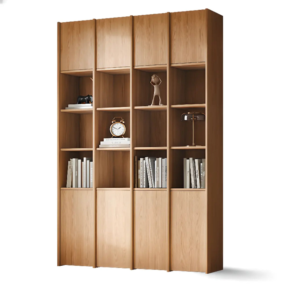 Vintage 6-Level Doors Oak Wooden Storage Bookcase Image - 5