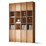 Vintage 6-Level Doors Oak Wooden Storage Bookcase Image - 5