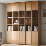 Vintage 6-Level Doors Oak Wooden Storage Bookcase Image - 6
