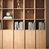 Vintage 6-Level Doors Oak Wooden Storage Bookcase Image - 7