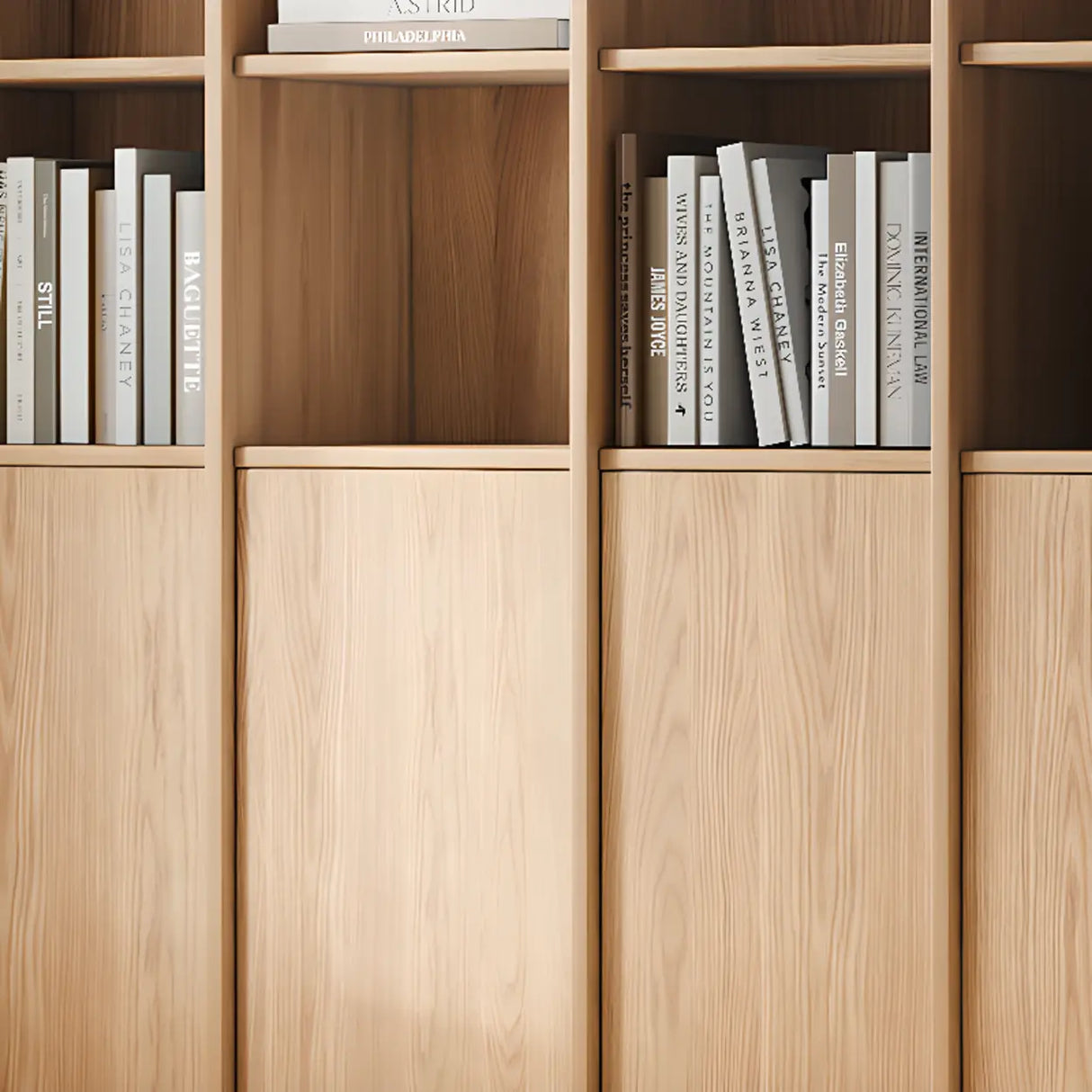 Vintage 6-Level Doors Oak Wooden Storage Bookcase Image - 9
