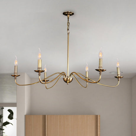 Vintage  6-Light Candelabra Metal Chain Chandelier Image - 1