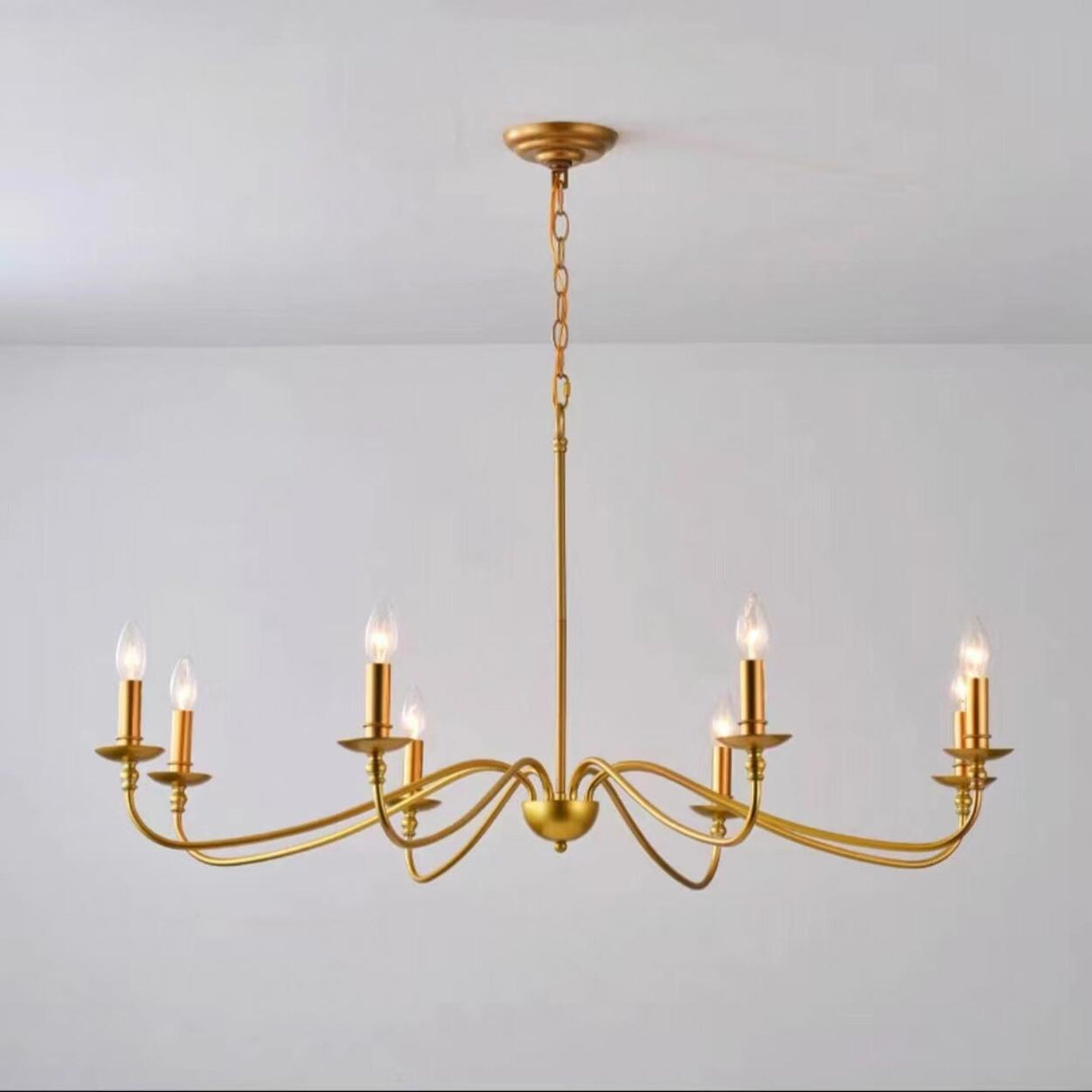 Vintage  6-Light Candelabra Metal Chain Chandelier Image - 11
