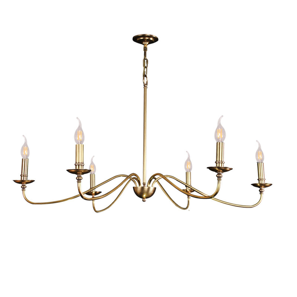 Vintage  6-Light Candelabra Metal Chain Chandelier Image - 12